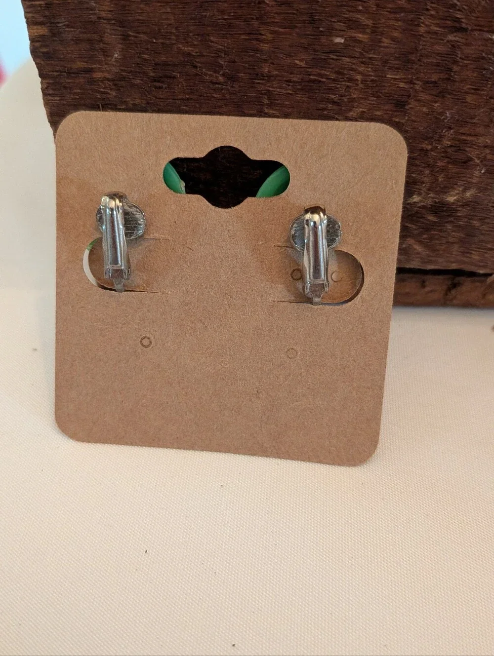 Vintage Green Dome Statement Clip-On Earrings - Women Jewelry